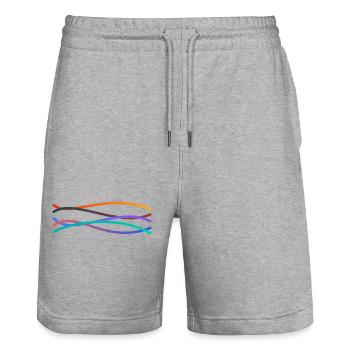 Bunte Wellengänge - Stanley/Stella Unisex Bio Joggingshorts Trainer  - Grau meliert - Vorne - Nik (191cm) & Marisol (170cm)