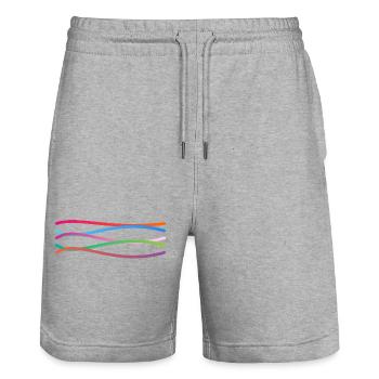 Bunte Wellenbänder  - Stanley/Stella Unisex Bio Joggingshorts Trainer  - Grau meliert - Vorne - Nik (191cm) & Marisol (170cm)