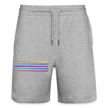 Rainbow Stripe Pattern - Stanley/Stella Trainer Unisex Organic Jogging Shorts - heather grey - Front - Nik (191cm) & Marisol (170cm)