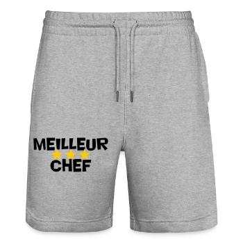 meilleur chef - Short de jogging bio TRAINER Stanley/Stella unisexe - gris chiné - Devant - Nik (191cm) & Marisol (170cm)