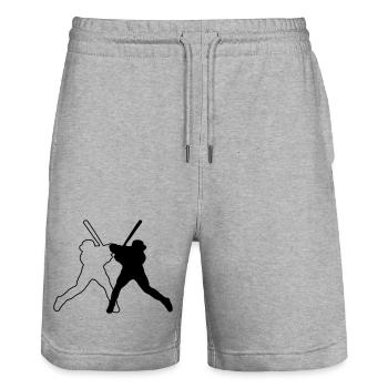Baseball - Stanley/Stella Unisex Bio Joggingshorts Trainer  - Grau meliert - Vorne - Nik (191cm) & Marisol (170cm)