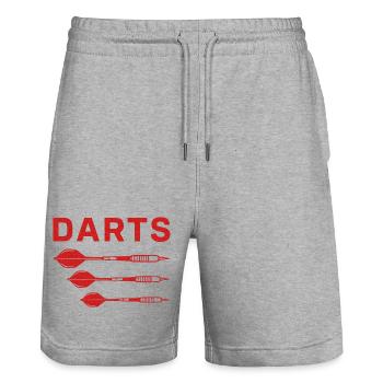Rotes Darts Trio Design - Stanley/Stella Unisex Bio Joggingshorts Trainer  - Grau meliert - Vorne - Nik (191cm) & Marisol (170cm)