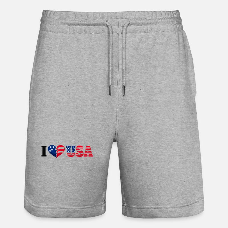 I cœur USA Drapeau Étoilé motif - Short de jogging bio TRAINER Stanley/Stella unisexe - gris chiné