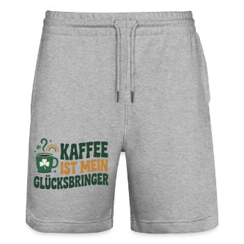 Kaffee ist mein Glücksbringer - Stanley/Stella Unisex Bio Joggingshorts Trainer  - Grau meliert - Vorne - Nik (191cm) & Marisol (170cm)