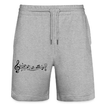 Notes musicales Clés de mélodie - Short de jogging bio TRAINER Stanley/Stella unisexe - gris chiné - Devant - Nik (191cm) & Marisol (170cm)