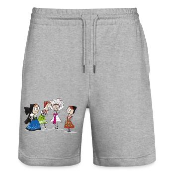 COMIC - SERBSKE DRASTY - Stanley/Stella Unisex Bio Joggingshorts Trainer  - Grau meliert - Vorne - Nik (191cm) & Marisol (170cm)