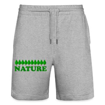 Nature - Stanley/Stella Trainer Unisex Organic Jogging Shorts - heather grey - Front - Nik (191cm) & Marisol (170cm)