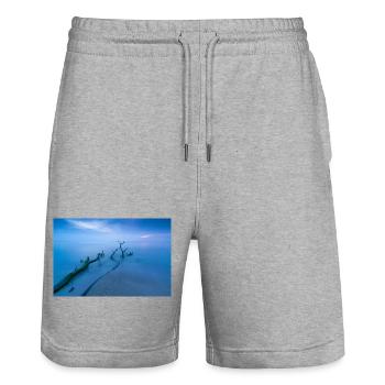 Blue hour sur la plage ouest - Short de jogging bio TRAINER Stanley/Stella unisexe - gris chiné - Devant - Nik (191cm) & Marisol (170cm)
