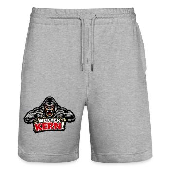 Weicher Kern - Böser Gorilla Spruch - Stanley/Stella Unisex Bio Joggingshorts Trainer  - Grau meliert - Vorne - Nik (191cm) & Marisol (170cm)