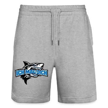 Ich Mag Dich Spruch im Haifisch-Design - Stanley/Stella Unisex Bio Joggingshorts Trainer  - Grau meliert - Vorne - Nik (191cm) & Marisol (170cm)
