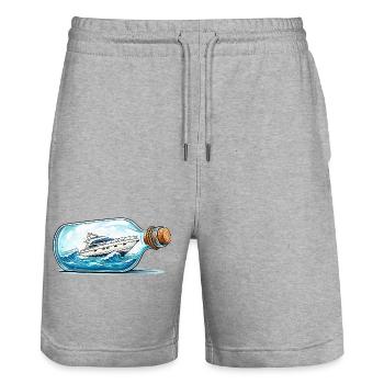 Bottle boat on the high seas - Stanley/Stella Trainer Unisex Organic Jogging Shorts - heather grey - Front - Nik (191cm) & Marisol (170cm)