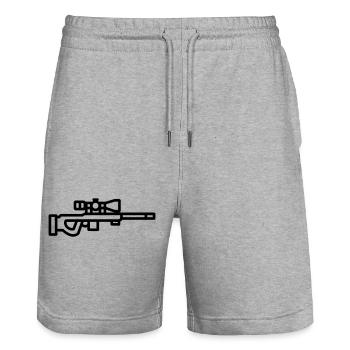 sniper - Stanley/Stella Trainer Unisex Organic Jogging Shorts - heather grey - Front - Nik (191cm) & Marisol (170cm)