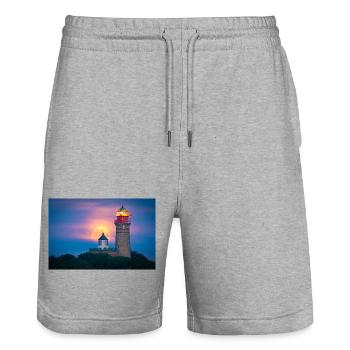 Côte du Phare de la Lune - Short de jogging bio TRAINER Stanley/Stella unisexe - gris chiné - Devant - Nik (191cm) & Marisol (170cm)