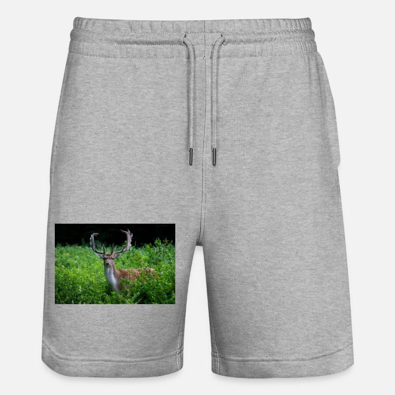 Cerf en jachère majestueux en vert - Short de jogging bio TRAINER Stanley/Stella unisexe - gris chiné