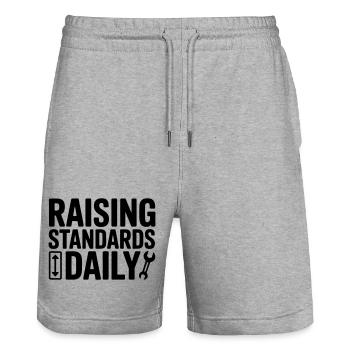 Elevator mechanic, elevator fitter, elevator technician - Stanley/Stella Trainer Unisex Organic Jogging Shorts - heather grey - Front - Nik (191cm) & Marisol (170cm)