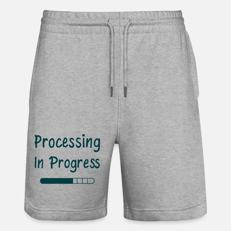 Processing In Progress Loading Bar Statement - Stanley/Stella Trainer Unisex Organic Jogging Shorts - heather grey