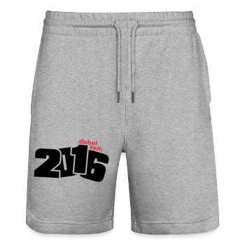 Dabei seit Jahrgang 2016 geboren - Stanley/Stella Unisex Bio Joggingshorts Trainer  - Grau meliert - Vorne - Nik (191cm) & Marisol (170cm)