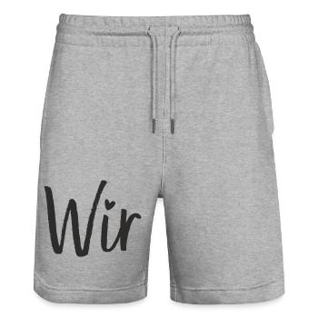 WIR – ein Wort mit großer Bedeutung - Stanley/Stella Unisex Bio Joggingshorts Trainer  - Grau meliert - Vorne - Nik (191cm) & Marisol (170cm)