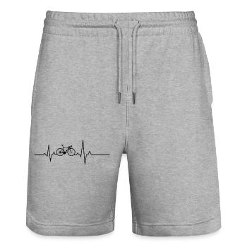 Fahrrad Herzschlag – EKG Radfahrer - Stanley/Stella Unisex Bio Joggingshorts Trainer  - Grau meliert - Vorne - Nik (191cm) & Marisol (170cm)