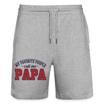 Papa - Short de jogging bio TRAINER Stanley/Stella unisexe - gris chiné - Devant - Nik (191cm) & Marisol (170cm)