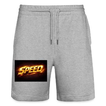 Golden Neon Speed Design - Stanley/Stella Unisex Bio Joggingshorts Trainer  - Grau meliert - Vorne - Nik (191cm) & Marisol (170cm)