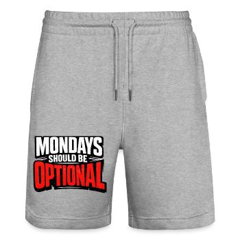 Monday should be optional Vintage - Stanley/Stella Trainer Unisex Organic Jogging Shorts - heather grey - Front - Nik (191cm) & Marisol (170cm)