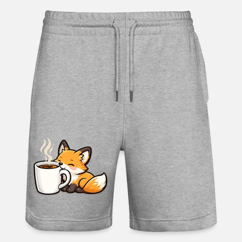 Renard câlin avec café - Short de jogging bio TRAINER Stanley/Stella unisexe - gris chiné