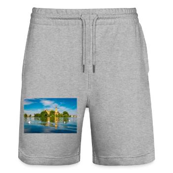 Schweriner Schloss im Sommer - Stanley/Stella Unisex Bio Joggingshorts Trainer  - Grau meliert - Vorne - Nik (191cm) & Marisol (170cm)