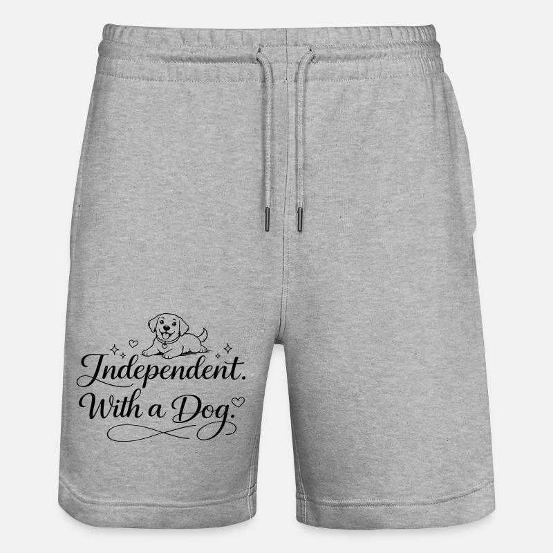 Indépendant. Avec un chien. - Short de jogging bio TRAINER Stanley/Stella unisexe - gris chiné