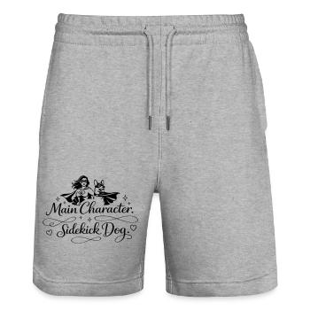 Main Character. Sidekick dog. - Stanley/Stella Unisex Bio Joggingshorts Trainer  - Grau meliert - Vorne - Nik (191cm) & Marisol (170cm)