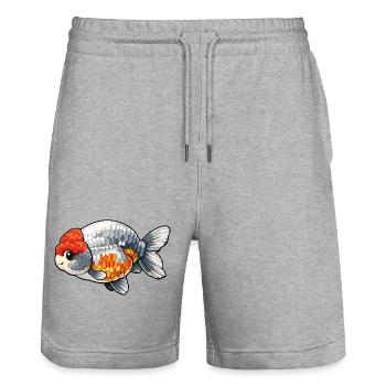 SUPER FAT RANCHU© Silver Red Wen Ranchu Goldfish - Stanley/Stella Unisex Bio Joggingshorts Trainer  - Grau meliert - Vorne - Nik (191cm) & Marisol (170cm)