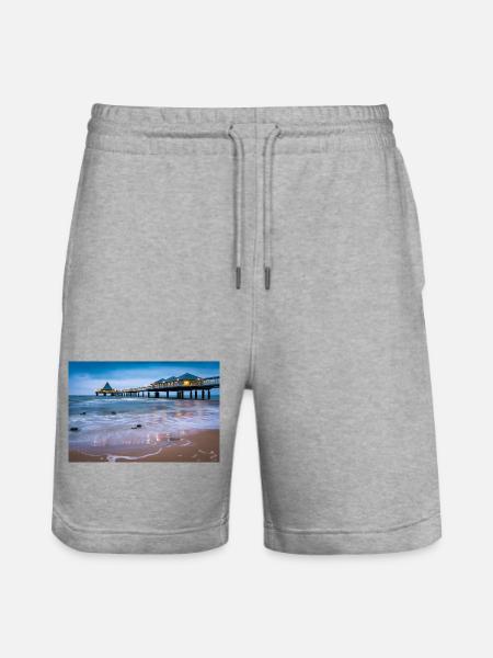 Heringsdorf pier with lights - Stanley/Stella Trainer Unisex Organic Jogging Shorts - heather grey