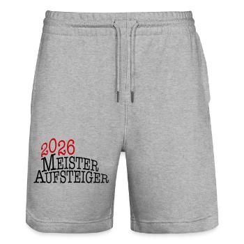 Meister und Aufsteiger 2026  - Stanley/Stella Unisex Bio Joggingshorts Trainer  - Grau meliert - Vorne - Nik (191cm) & Marisol (170cm)