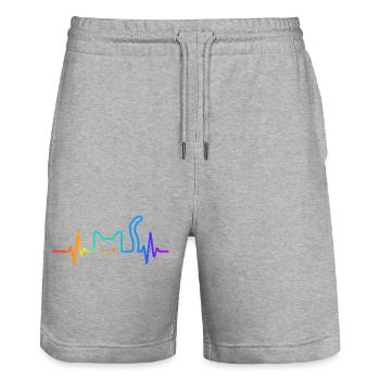 Katze Herzschlag Katzenliebhaber Geschenkidee - Stanley/Stella Unisex Bio Joggingshorts Trainer  - Grau meliert - Vorne - Nik (191cm) & Marisol (170cm)
