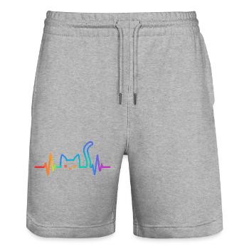 Katze Herzschlag Katzenliebhaber Geschenkidee - Stanley/Stella Unisex Bio Joggingshorts Trainer  - Grau meliert - Vorne - Nik (191cm) & Marisol (170cm)
