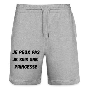 Je peux pas, Je suis une PRINCESSE - Short de jogging bio TRAINER Stanley/Stella unisexe - gris chiné - Devant - Nik (191cm) & Marisol (170cm)