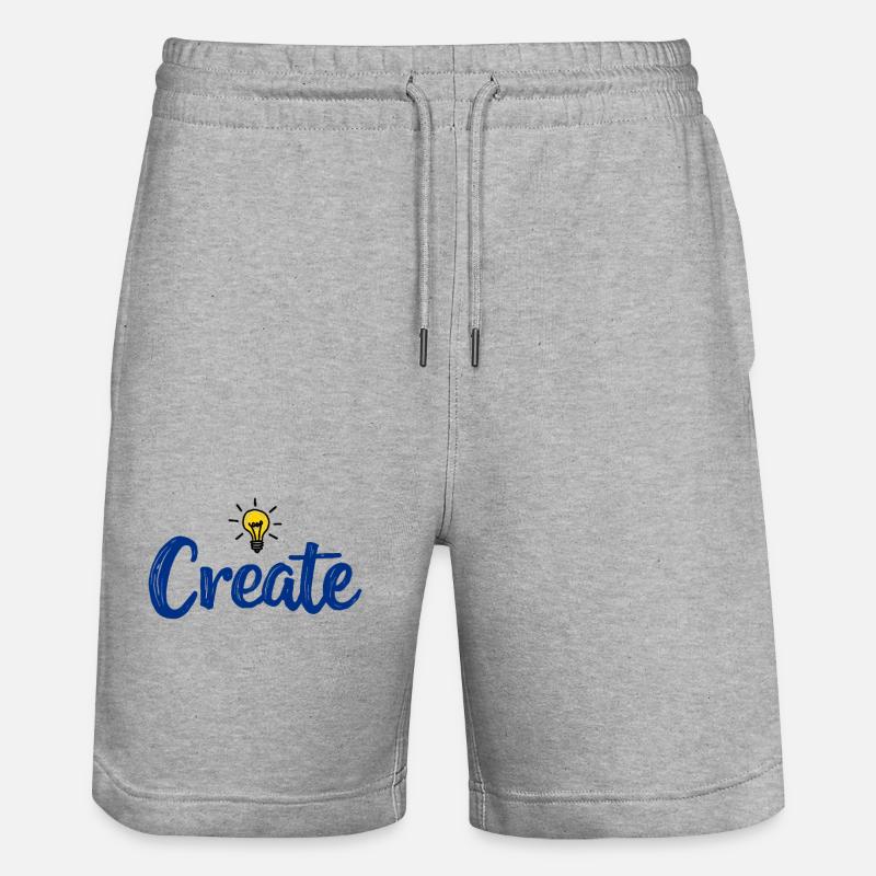 Create Schriftzug mit leuchtender Glühbirne - Stanley/Stella Unisex Bio Joggingshorts Trainer  - Grau meliert