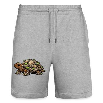 Tortue terrestre – animal issu de la nature - Short de jogging bio TRAINER Stanley/Stella unisexe - gris chiné - Devant - Nik (191cm) & Marisol (170cm)
