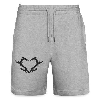 Stammesherz - Stanley/Stella Unisex Bio Joggingshorts Trainer  - Grau meliert - Vorne - Nik (191cm) & Marisol (170cm)