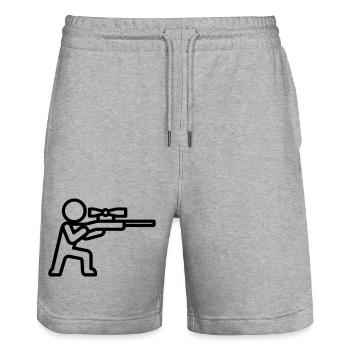 sniper - Stanley/Stella Trainer Unisex Organic Jogging Shorts - heather grey - Front - Nik (191cm) & Marisol (170cm)