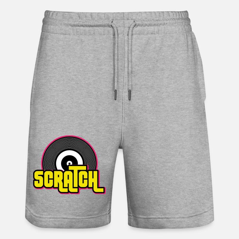 Graphique de disque vinyle Scratch DJ - Short de jogging bio TRAINER Stanley/Stella unisexe - gris chiné