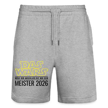 Meister 2026 Das wars Möge Abschluss mit mir sein - Stanley/Stella Unisex Bio Joggingshorts Trainer  - Grau meliert - Vorne - Nik (191cm) & Marisol (170cm)