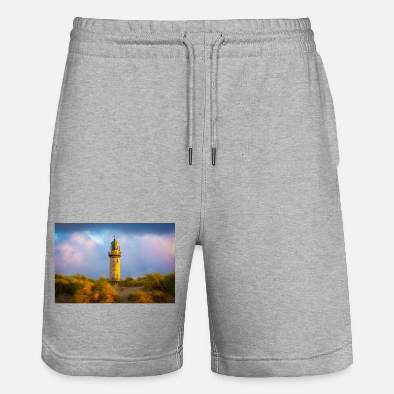 Phare de Warnemünde le soir - Short de jogging bio TRAINER Stanley/Stella unisexe - gris chiné