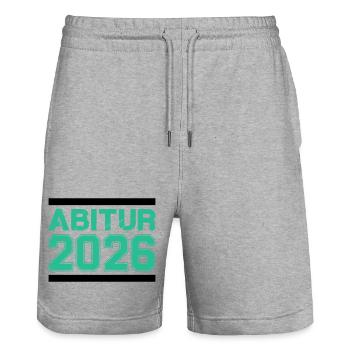 Abitur 2026 Abschluss – Raues Finish - Stanley/Stella Unisex Bio Joggingshorts Trainer  - Grau meliert - Vorne - Nik (191cm) & Marisol (170cm)