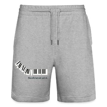 Wenn alles laut wird, spiel ich. - Stanley/Stella Unisex Bio Joggingshorts Trainer  - Grau meliert - Vorne - Nik (191cm) & Marisol (170cm)