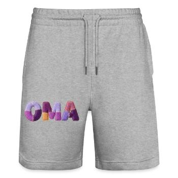 Granny Patchwork Letters Top Trend - Stanley/Stella Trainer Unisex Organic Jogging Shorts - heather grey - Front - Nik (191cm) & Marisol (170cm)