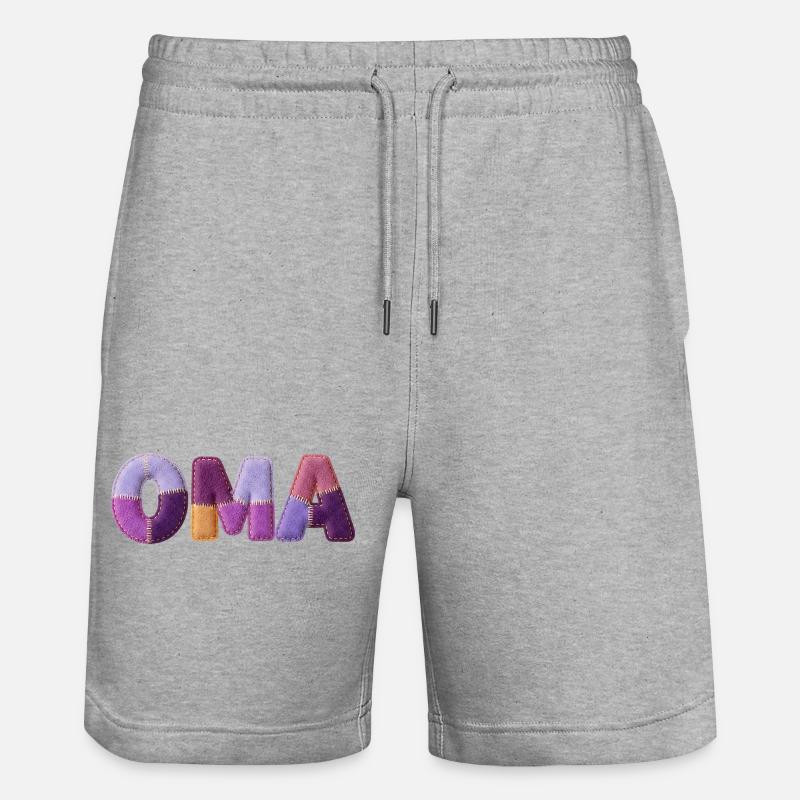 Oma Patchwork Buchstaben Top Trend - Stanley/Stella Unisex Bio Joggingshorts Trainer  - Grau meliert