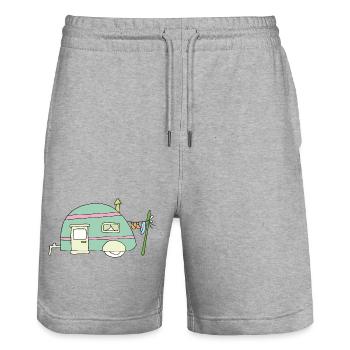 Pastel Camper Dream - Stanley/Stella Trainer Unisex Organic Jogging Shorts - heather grey - Front - Nik (191cm) & Marisol (170cm)