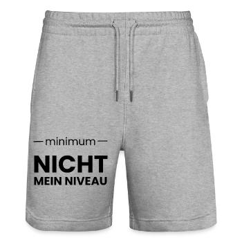 Minimum ist nicht mein NIVEAU - Stanley/Stella Unisex Bio Joggingshorts Trainer  - Grau meliert - Vorne - Nik (191cm) & Marisol (170cm)