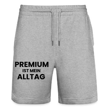 Premium ist mein Alltag - Stanley/Stella Unisex Bio Joggingshorts Trainer  - Grau meliert - Vorne - Nik (191cm) & Marisol (170cm)